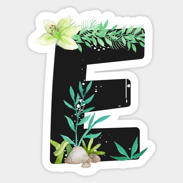 Letter E - Botanical English Alphabet, Name Initial Sticker by Entho